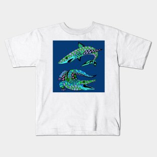 the kings of the swamp the shark and the alligator ecopop arts Kids T-Shirt